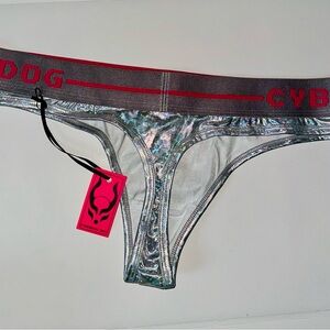 Cyberdog Galaxy Thong – Silver Holographic – Size M – NWT